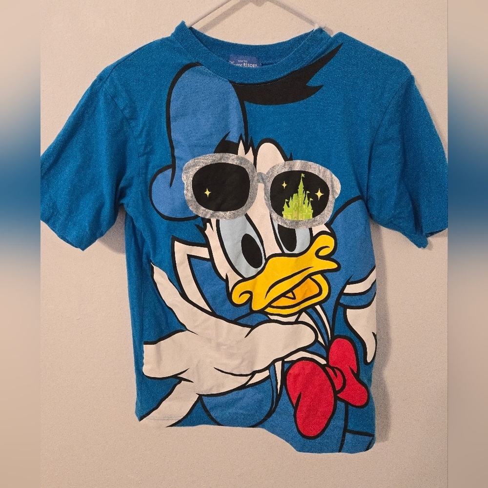 Tokyo Disney Resort Donald Duck T Shirt Graphic Print Blue Youth Large